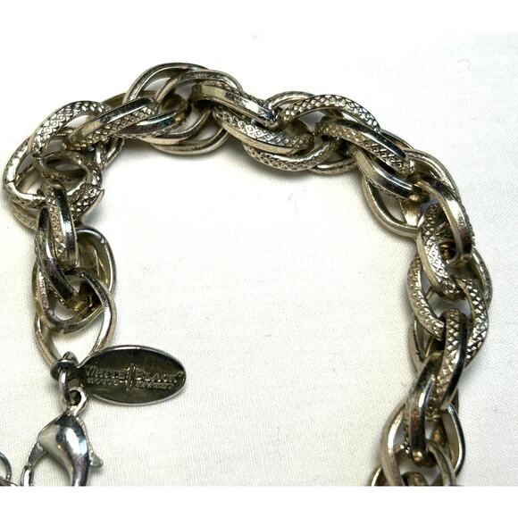 WHBM Faceted Dark Pink Gold Tone Bead Double Link Chain Necklace 18-19” - Picture 7 of 10